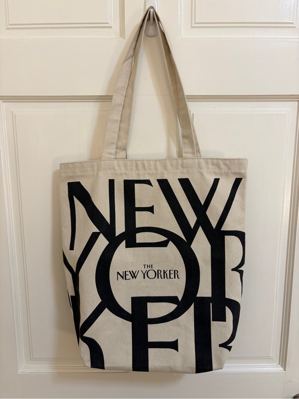 New Yorker Canvas Tote Bag in Natural/Black